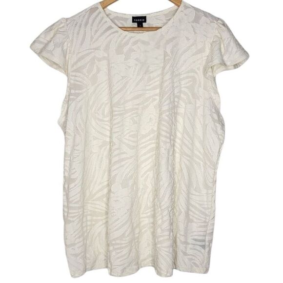 Torrid Black & White Knit Jacquard Crew Neck Flutter Sleeve Tee 3 3XL 2pc Bundle - Picture 9 of 14